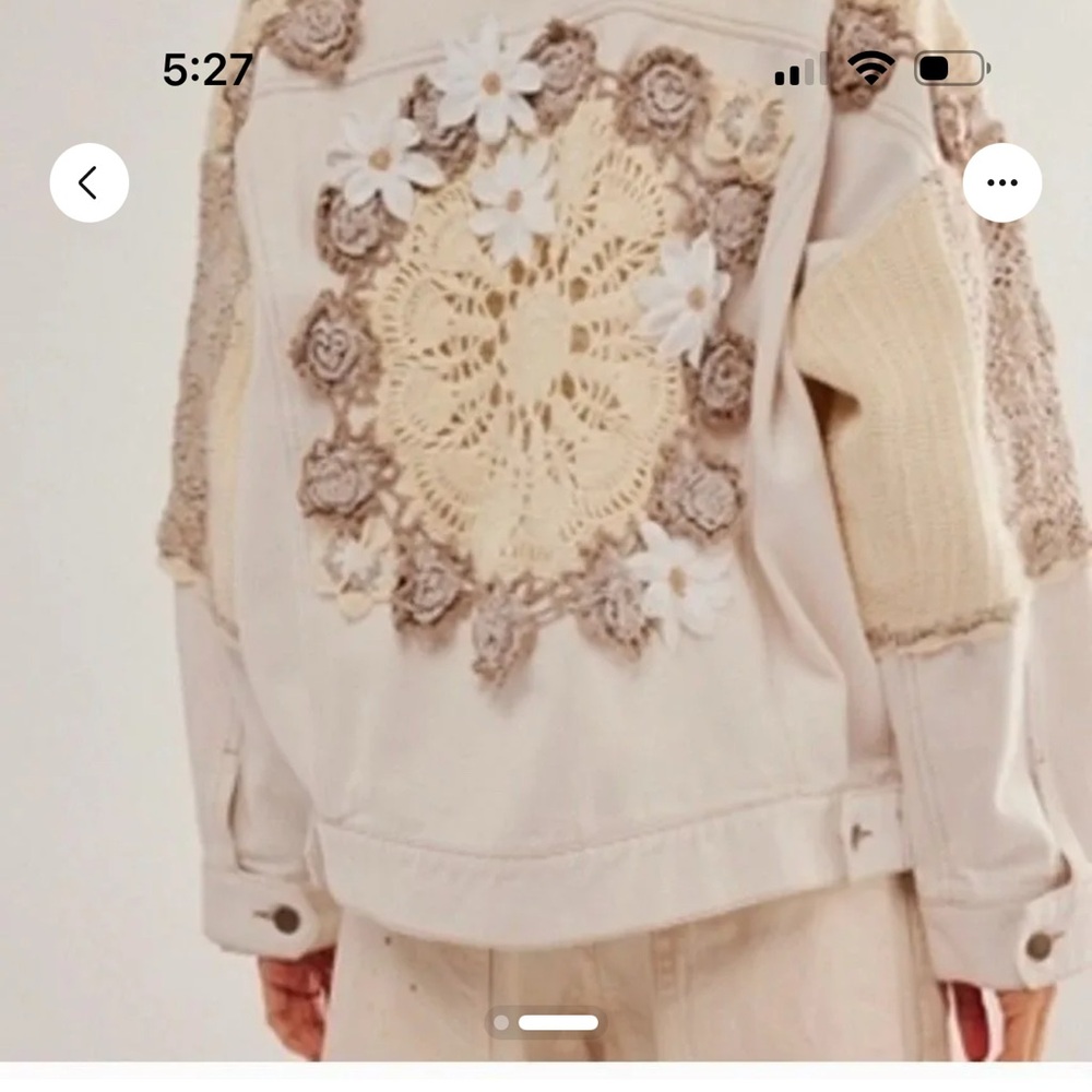 Free People Beige Floral Embroidered Jacket